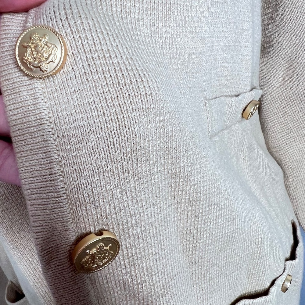 NWT J Crew Long V Neck Sweater Blazer Light Khaki Tan L - Picture 3 of 7